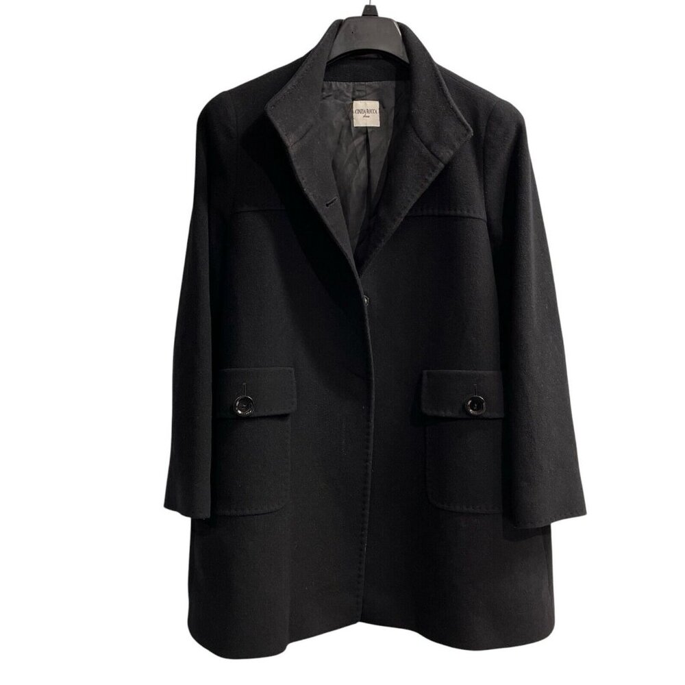 Cinzia Rocca Coat Women 10 Icons Black Wool Alpaca Jacket Classic Capsule Office